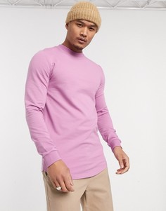 Розовый обтягивающий свитшот с закругленным краем ASOS DESIGN-Фиолетовый