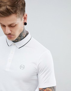 Белое поло узкого кроя с отделкой и логотипом Armani Exchange-Белый