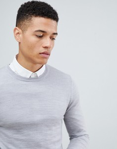 Серый обтягивающий джемпер из мериносовой шерсти ASOS DESIGN