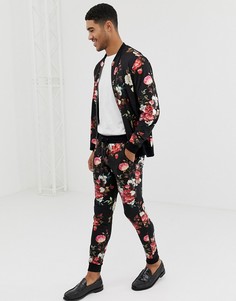 Спортивный костюм с цветочным принтом ASOS DESIGN-Черный
