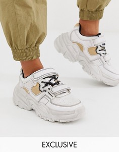 Белые кроссовки на массивной подошве с контрастной строчкой Bershka-Белый