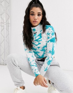 Зеленый кроп-топ с длинными рукавами и принтом тай-дай Reebok эксклюзивно для ASOS