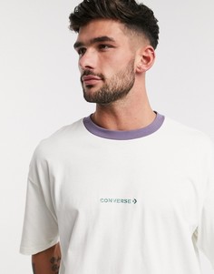 Белая oversized-футболка с контрастной отделкой и логотипом Converse-Белый
