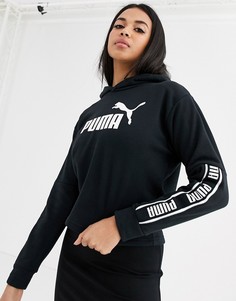 Черный укороченный худи Puma Amplified