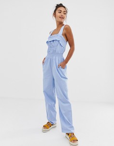 Комбинезон с присборенной талией ASOS DESIGN-Синий