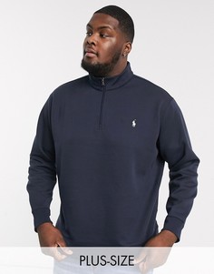 Темно-синий свитшот с молнией и логотипом Polo Ralph Lauren Big & Tall