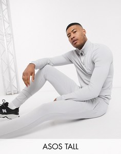 Серый обтягивающий спортивный костюм со свитшотом на короткой молнии ASOS DESIGN Tall