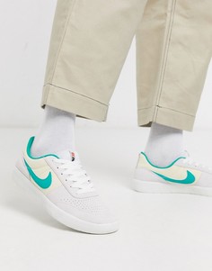 Белые кроссовки с зелеными вставками Nike SB Team Classic-Белый