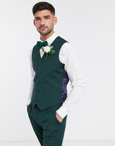 Зеленый приталенный жилет ASOS DESIGN wedding