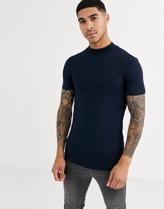 Темно-синяя обтягивающая футболка ASOS DESIGN-Темно-синий