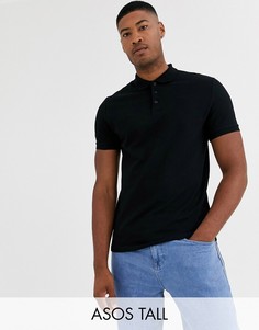 Черное поло из органического хлопка пике ASOS DESIGN Tall-Черный