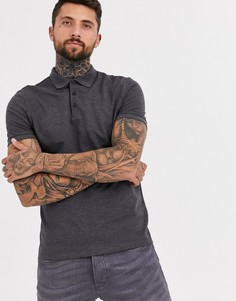 Темно-серое меланжевое поло из ткани пике ASOS DESIGN-Серый