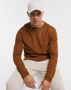 Светло-коричневый лонгслив из вафельного трикотажа Burton Menswear