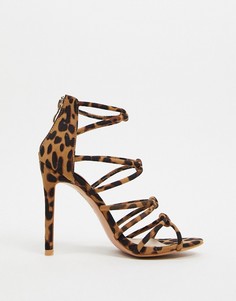Туфли на каблуке с леопардовым принтом и ремешками Glamorous-Мульти