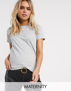 Серая футболка из органического хлопка с круглым вырезом ASOS DESIGN Maternity-Серый