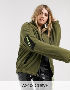 Флисовая куртка с контрастным кантом ASOS DESIGN Curve-Зеленый