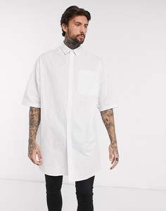 Белая поплиновая oversized-рубашка с короткими рукавами ASOS DESIGN-Белый