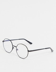 Круглые очки в черной оправе с защитой от синего света экранов Quay Australia-Черный