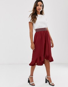 Юбка с вышивкой и сборками Vero Moda-Красный