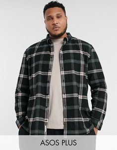Черно-розовая рубашка в клетку River Island Big & Tall-Черный
