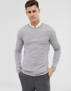Светло-серый обтягивающий джемпер из мериносовой шерсти ASOS DESIGN