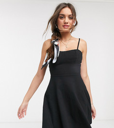 Черное платье мини с квадратным вырезом и чашечками ASOS DESIGN Petite-Черный