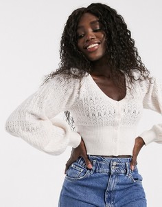 Ажурный кардиган ASOS DESIGN-Кремовый