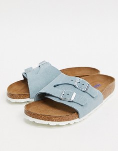 Голубые шлепанцы с пряжками Birkenstock-Синий