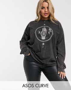 Футболка oversized с принтом ASOS DESIGN Curve-Серый