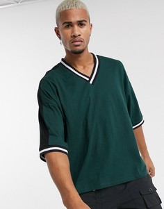 Зеленая свободная футболка из органического хлопка с рукавами до локтя ASOS DESIGN-Зеленый