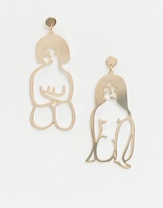 Золотистые серьги Monki-Золотой