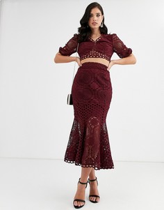 Комбинируемый топ с короткими рукавами и кружевом ASOS DESIGN-Красный