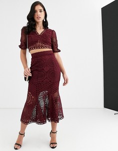 Комбинируемая кружевная юбка в стиле пэчворк ASOS DESIGN-Красный
