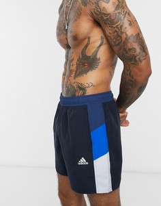 Темно-синие шорты для плавания с полосками по бокам adidas-Темно-синий