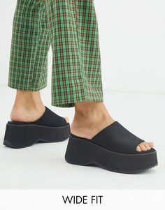 Черные босоножки на плоской платформе для широкой стопы ASOS DESIGN-Черный