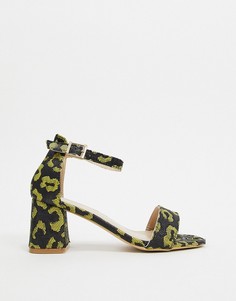 Туфли на блочном каблуке с ярким леопардовым принтом Glamorous-Желтый