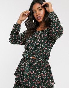 Топ с цветочным принтом и завязкой Vila-Мульти