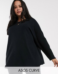 Черный фактурный oversize-свитшот ASOS DESIGN Curve