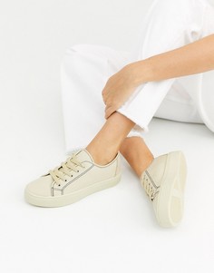 Бежевые кроссовки на шнуровке ASOS DESIGN-Бежевый