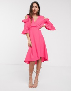 Платье А-силуэта с оборками на рукавах Closet-Розовый