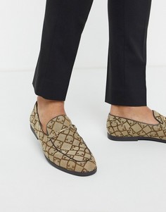 Коричневые жаккардовые лоферы с пряжками ASOS DESIGN-Коричневый
