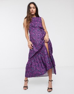 Платье с плиссировкой и цветочным принтом Closet-Фиолетовый