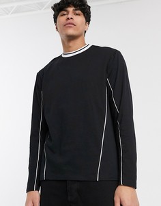 Черная oversize-футболка из органического хлопка с контрастной отделкой ASOS DESIGN-Черный