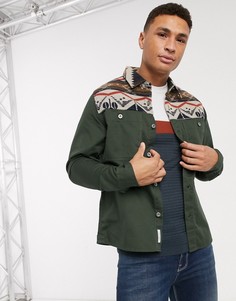 Рубашка цвета хаки с ацтекским принтом River Island-Зеленый
