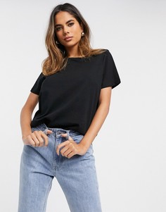 Черная футболка из органического хлопка с круглым вырезом ASOS DESIGN-Черный