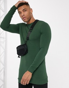 Темно-зеленый длинный обтягивающий свитшот ASOS DESIGN