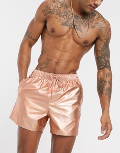 Короткие шорты для плавания цвета розового золота ASOS DESIGN-Розовый