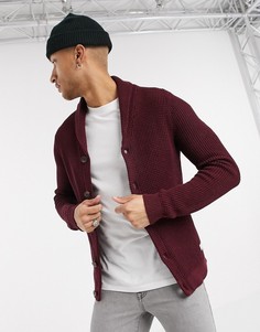 Бордовый кардиган с шалевым воротником Jack & Jones Originals-Красный