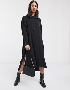 Черное платье-рубашка в стиле oversized от Weekday-Черный