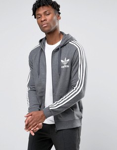Худи на молнии с логотипом‑трилистником adidas Originals AY7786-Серый